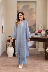 3-PC Unstitched Lawn Embroidered Crinkle Embroidered Dupatta Andaz By Wania | WL-405
